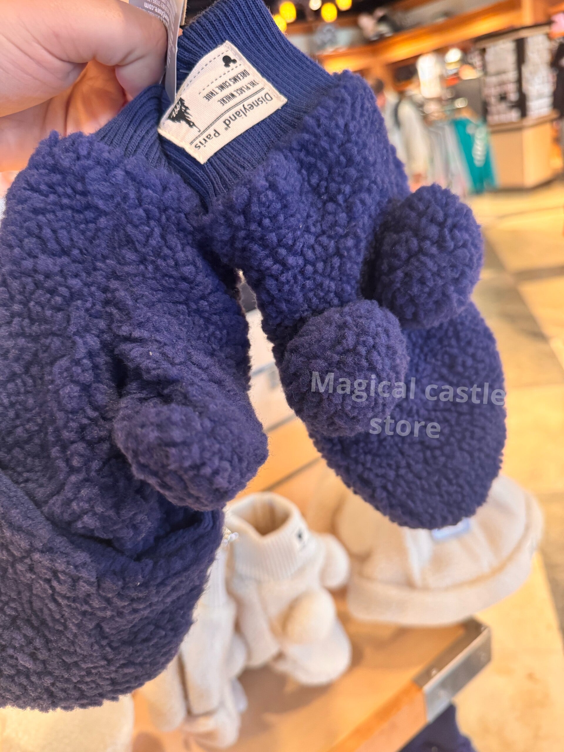 Fluffy dark blue gloves mickey - adults - Disneyland Paris