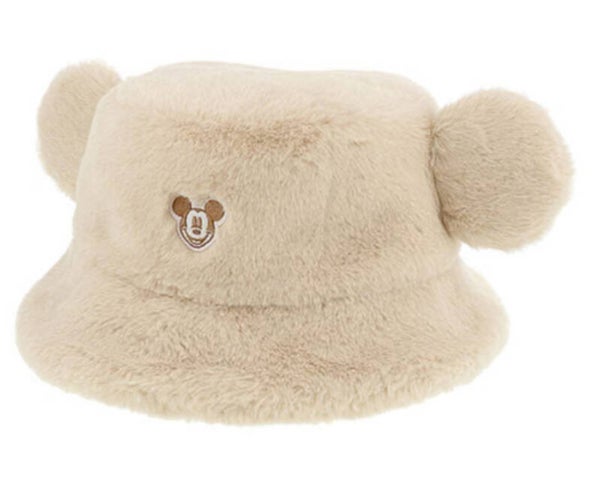 mickey beige fluffy hat adults - Tokyo Disneyland