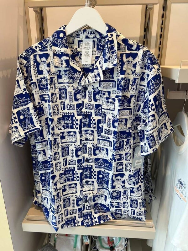 Stitch summer shirt dark blue / white adults - Disneyland Paris