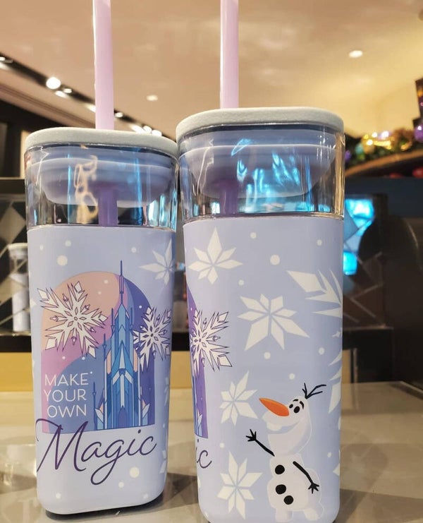 Frozen water bottle with straw - hong kong Disneyland