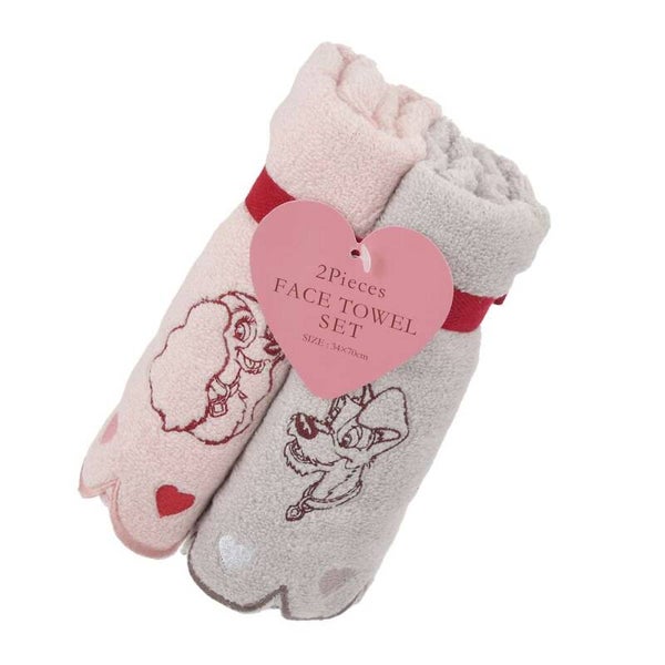 Valentine - Lady & tramp towel set - each 34 x 70cm - Disney japan