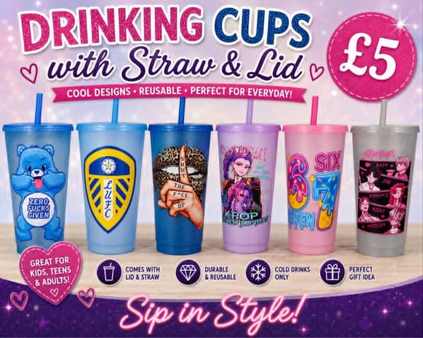 drinking cups with straw and lid