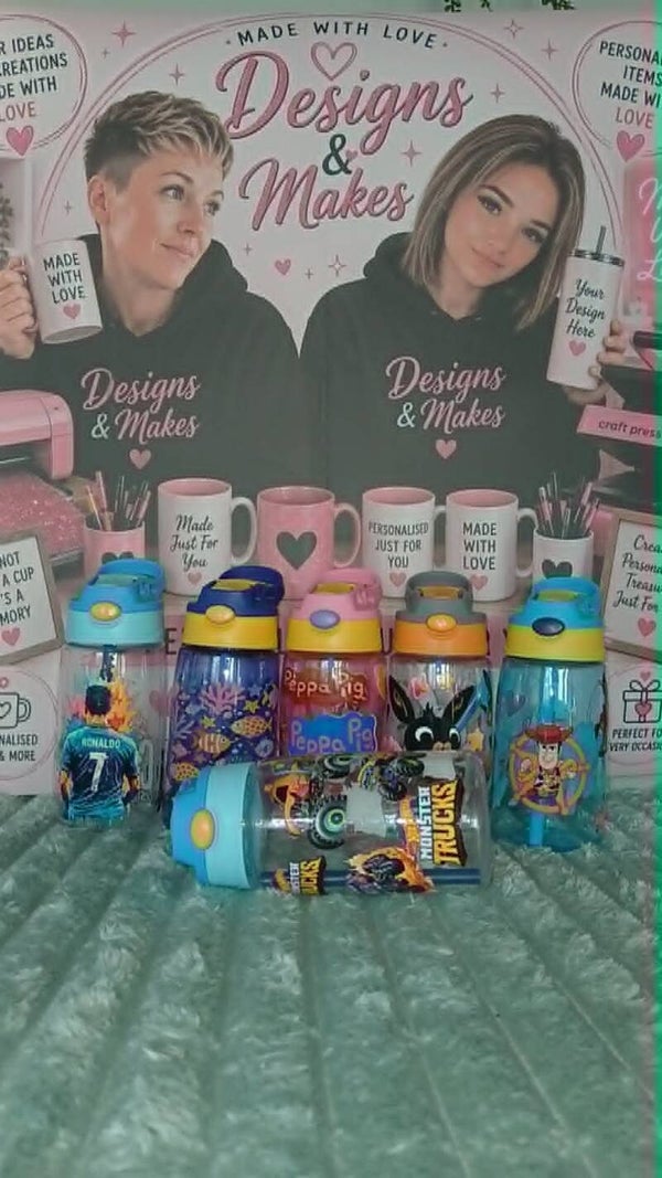 kids flip top water bottle  choice of design