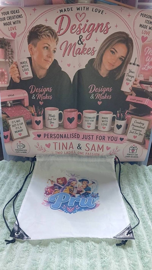 personalised draw string pe bag