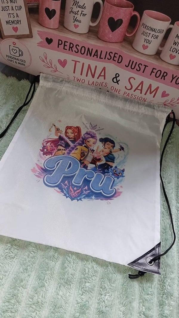 personlised draw string pe bag