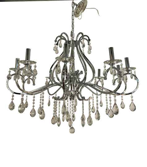 Kroonluchter Temptation 10 lichts chroom met strass kristal dia 90 cm