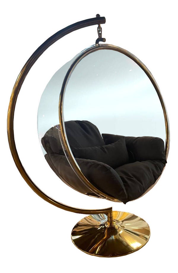 Hangstoel Ballon - plexi glas helder - zilver metaal kleur - 150cm