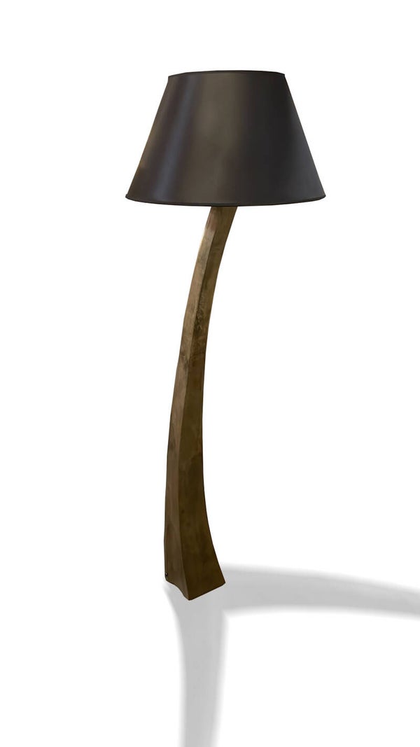 Vloerlamp Boog mat goud met zwart kap