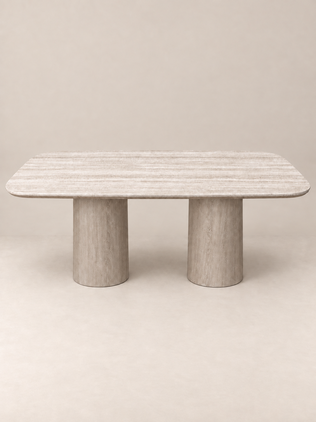 Japandi eettafel in beige Travertine – Deens ovaal – 180 × 90 cm