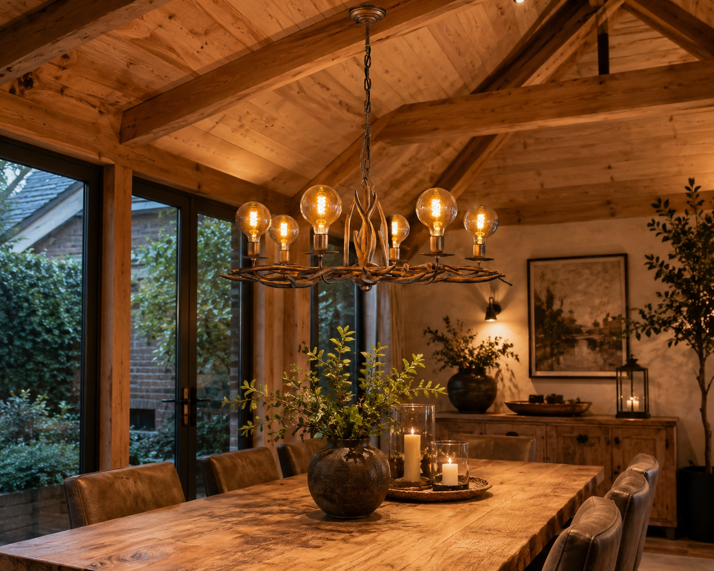 Robuuste Vintage Hanglamp Nikkel Ø100 cm – Inclusief Sfeervolle LED-Lampen