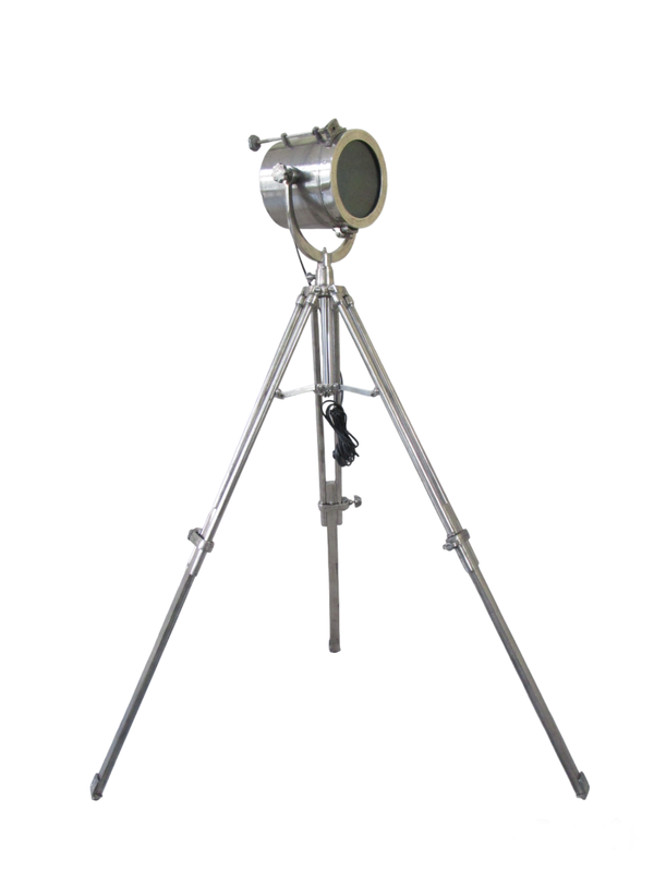 Staande vloerlamp 3POD - ruw aluminium - in hoogte verstelbaar