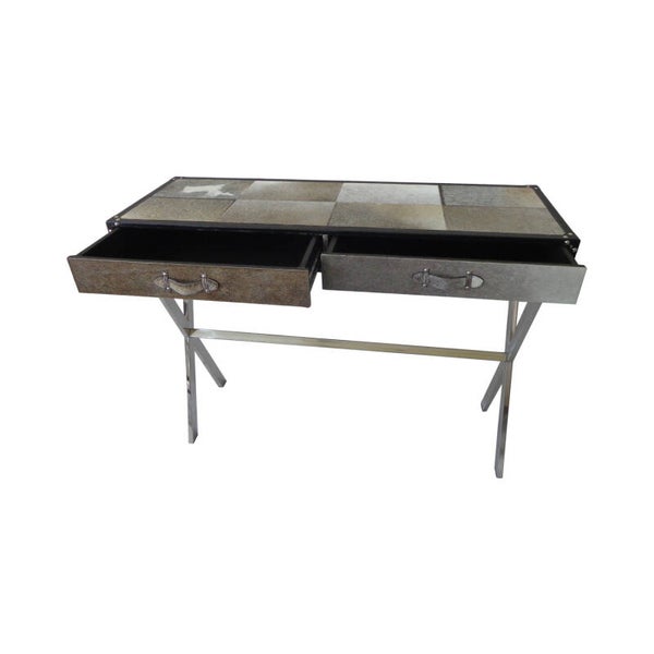 Sidetable Buffalo 120cm x 40xm x 75cm rvs onderstel bekleed met leder