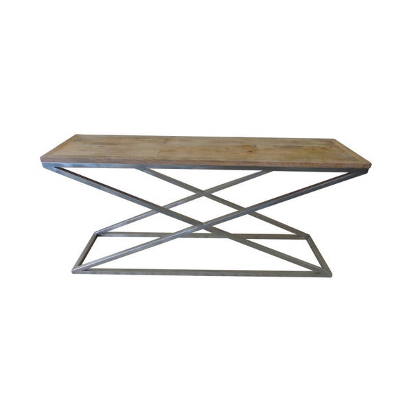 Sidetable Mango met mat rvs onderstel en mango hout top 160cm x 40cm x 75cm