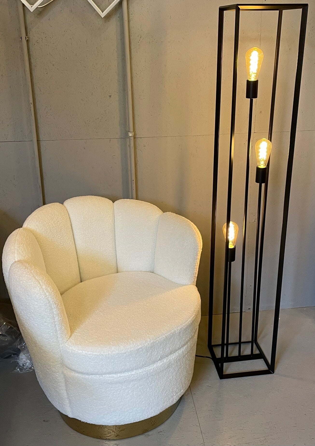 Staande lamp - Cage - mat zwart metaal - 150cm hoog - Thor