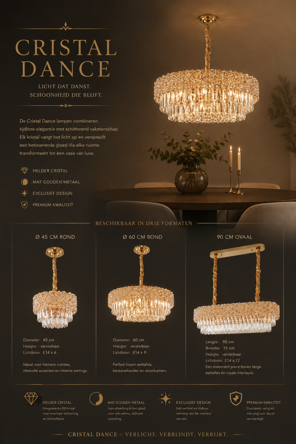 Cristal Dance® Luxe Kristallen Hanglamp Serie