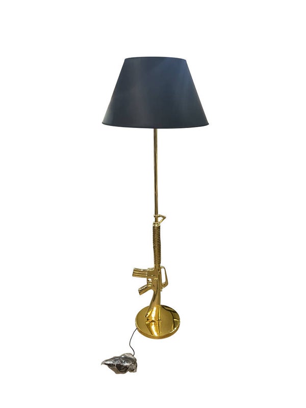 vloerlamp M16 goud, 163cm hoog, 50cm dia zwart kap