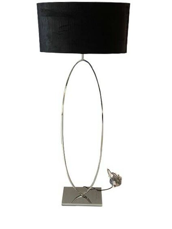 Vloerlamp Ring chroom met zwart kap