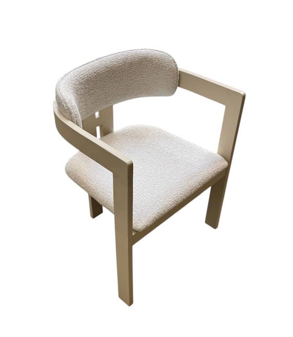 Eetkamer stoel -Japandi - mysterio stof beige - houten frame - champagne kleur