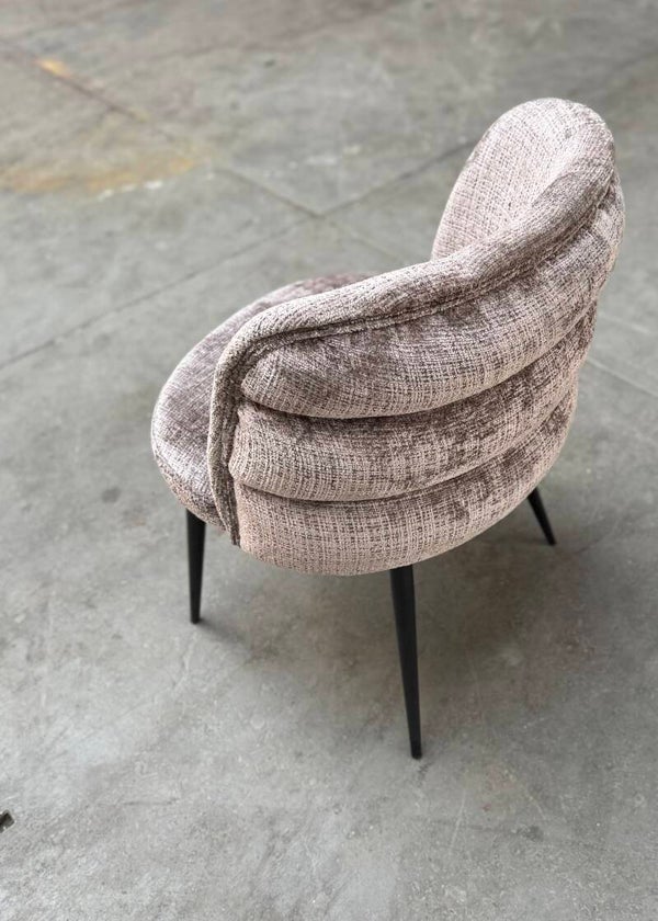 Eetkamer stoel - Davis - Cremona - taupe / bruin bouclé stof - zwarte poten