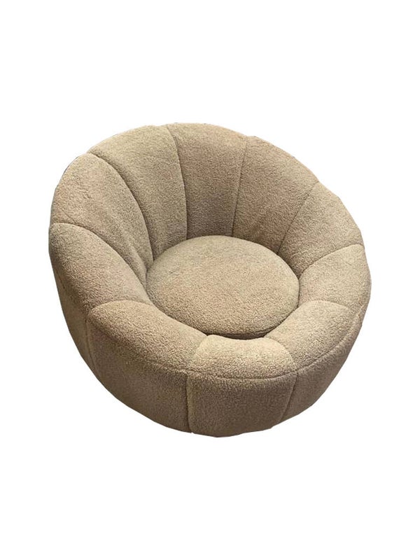 Lazy chair Hang Over - teddy beer stof met gouden onderstel - draaibaar