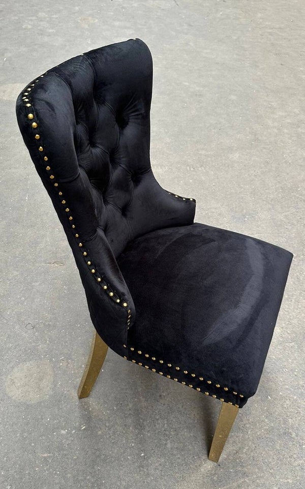 mbc-living - eetkamerstoel London - verschillende velvet stof verkrijgbaar - gouden poten of zilveren poten - met beugel