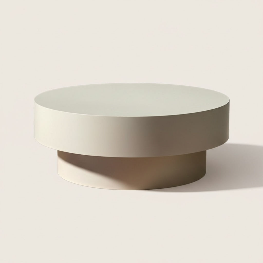 Salontafel Japandi - rond 100cm - beige mat - mdf - 40cm hoog