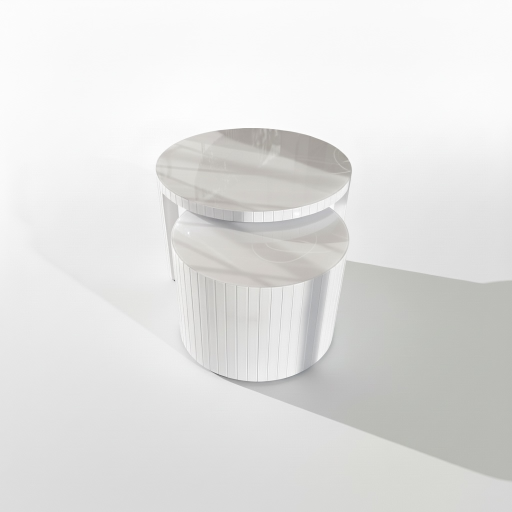 Salontafel set Doblo- wit spiegel - 80cm + 60cm