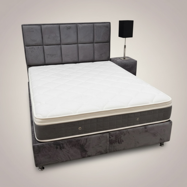 Boxspring ANCONA – Luxe Antraciet Velvet Boxspring met Opbergruimte | Slim Design & Diverse Matrasmaten