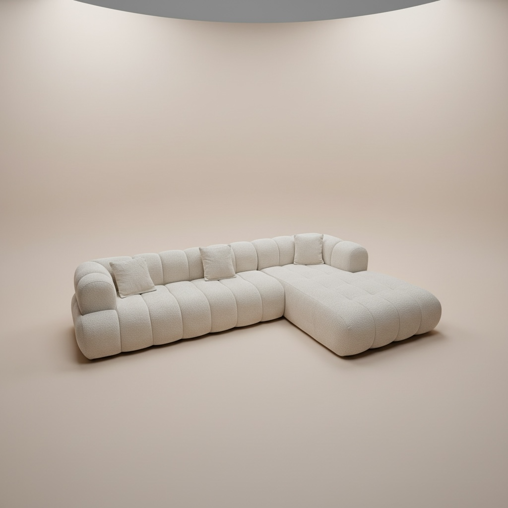 Cloud Comfort Japandi Hoekbank – Bouclé Beige 310 x 195 c