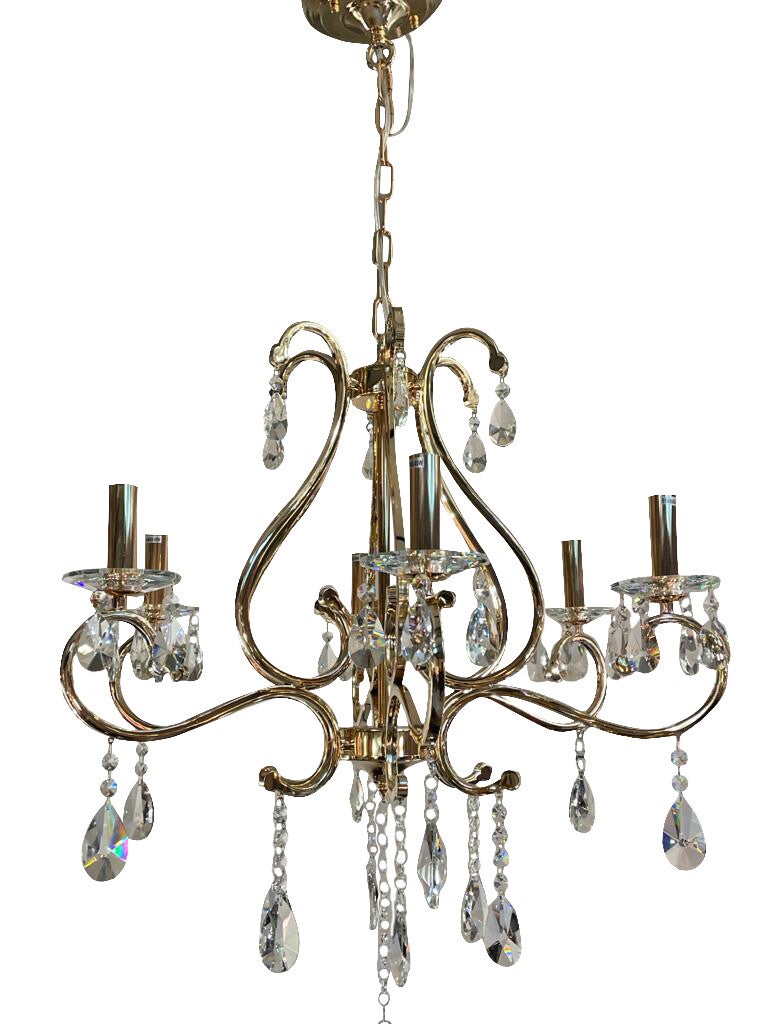 Kroonluchter Temptation 6 lichts goud met strass kristal dia 65cm