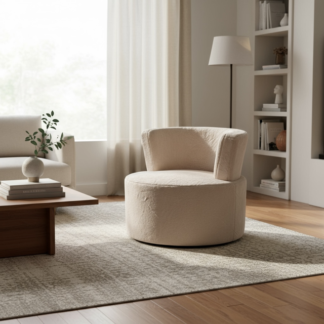 Laizy Chair - Fluffy fauteuil - super soft - draaibaar - 80cm dia - zithoogte 45cm - totale hoogte 70cm