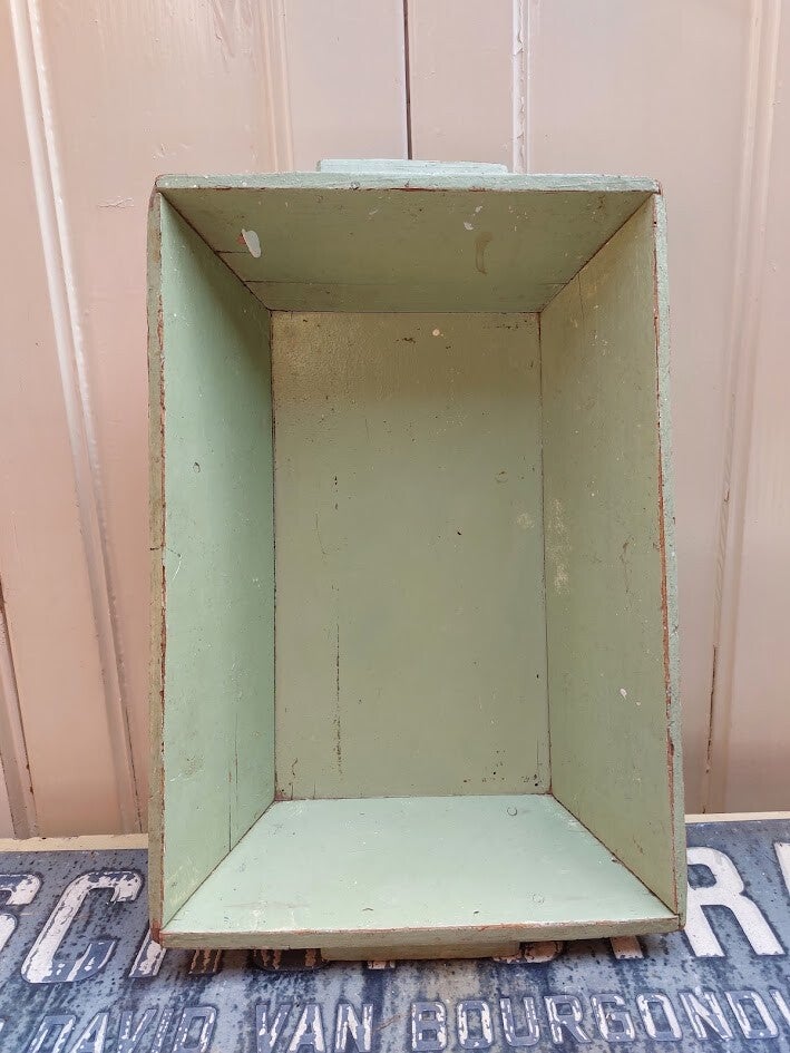 ♠ Oude houten mangelbak mintgroen
