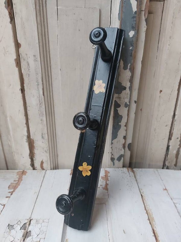 ♥ Vintage houten kapstok zwart