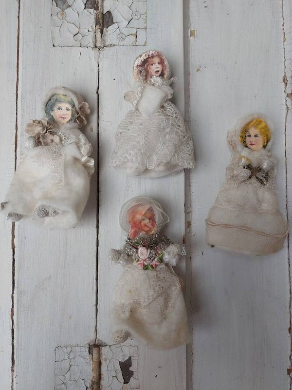♥ Oude kerst wattenpopjes set vintage