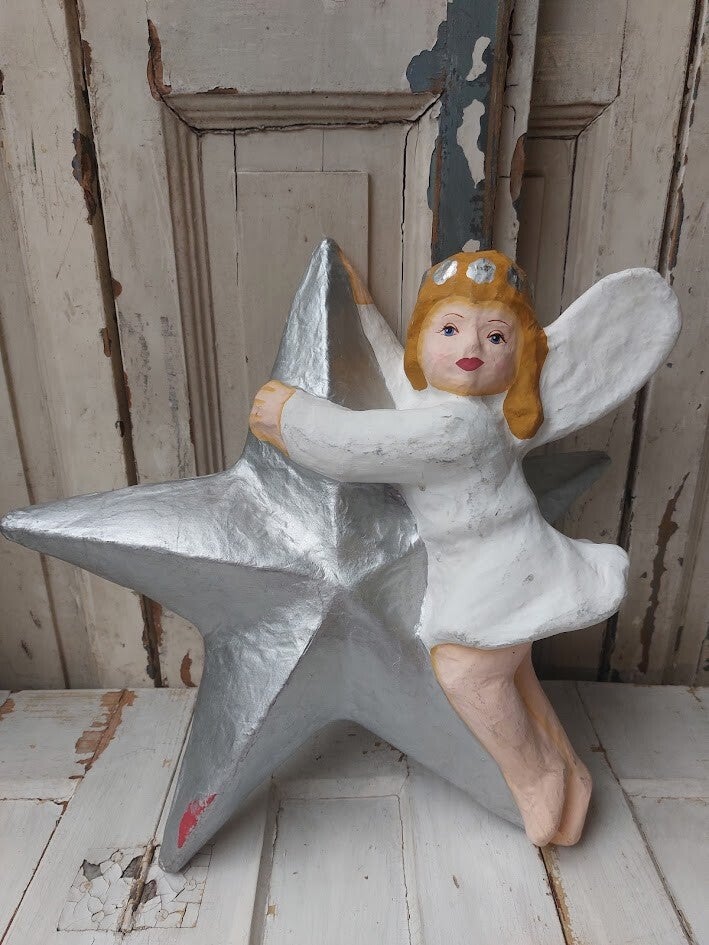 ♥ Vintage kerstengel papier-maché