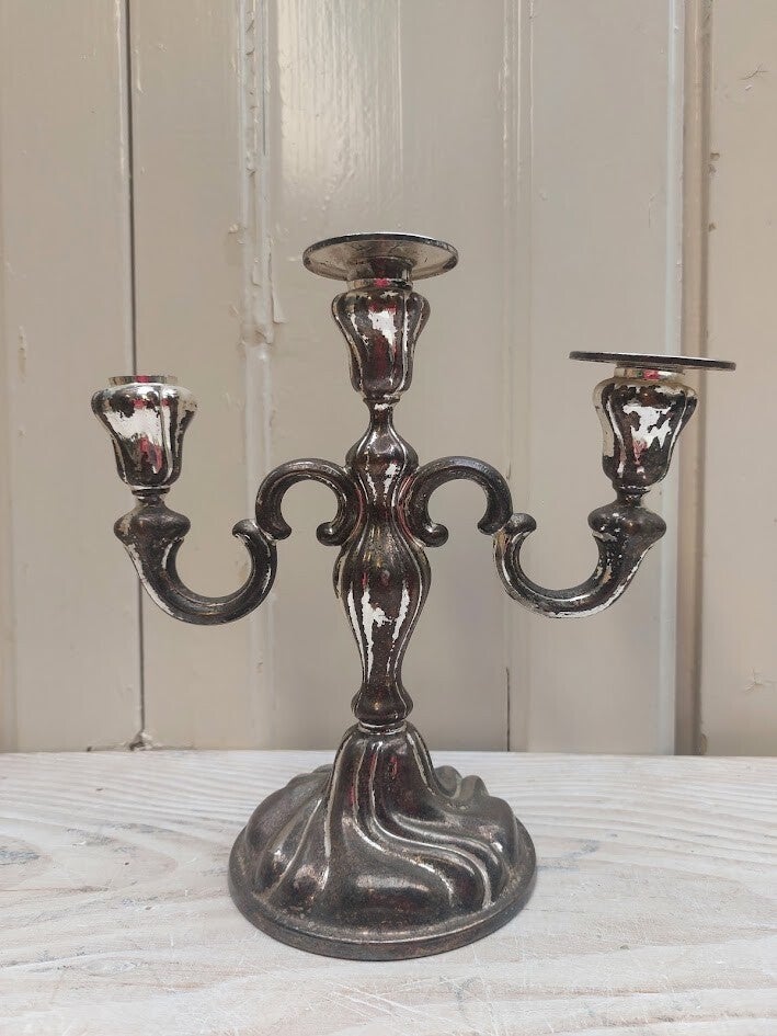 ♥ Driearmige kandelaar verzilverd