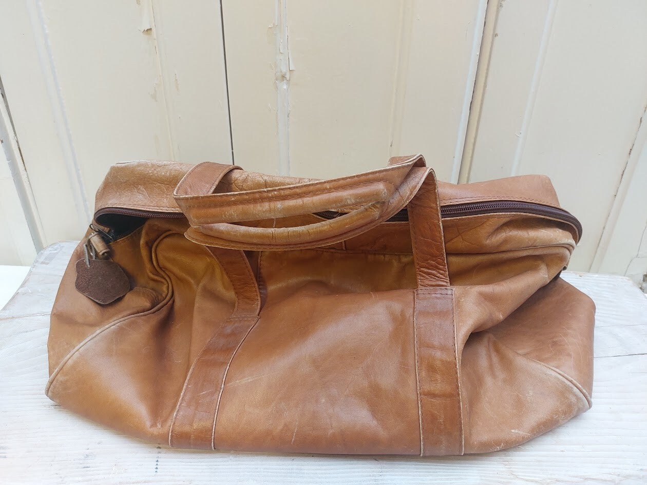 ♥ Oude leren weekendtas