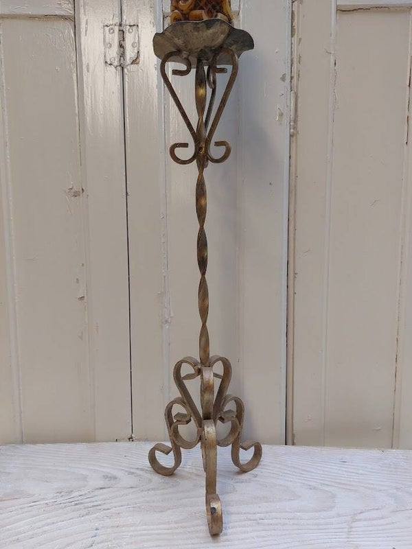 ♠ Gietijzeren kandelaar goudkleurig met doopkaars