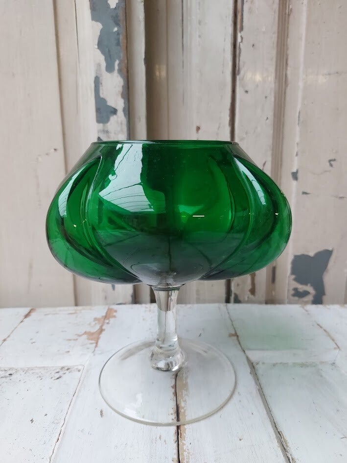 ♫ Handgeblazen smaragdgroene Empoli glazen vaas