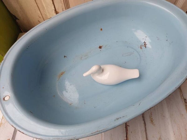 ♠ Emaille badje blauw