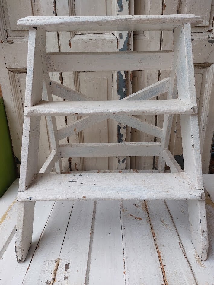 ♠ Sleets houten trapje wit *