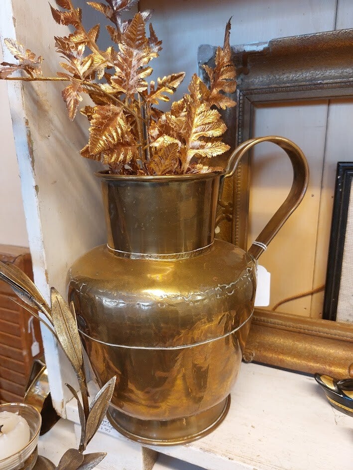 ♠ Antiek messing melkkan met deksel