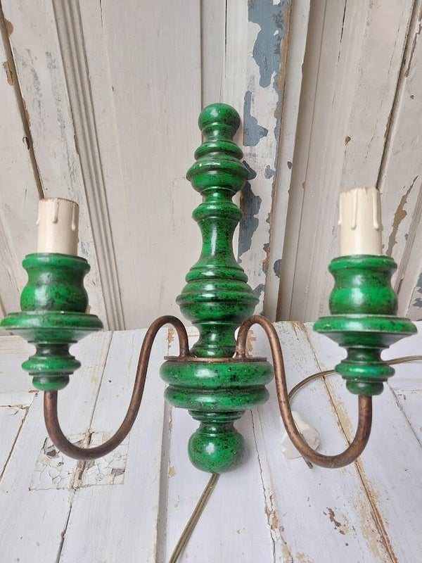♦ Vintage houten wandlamp