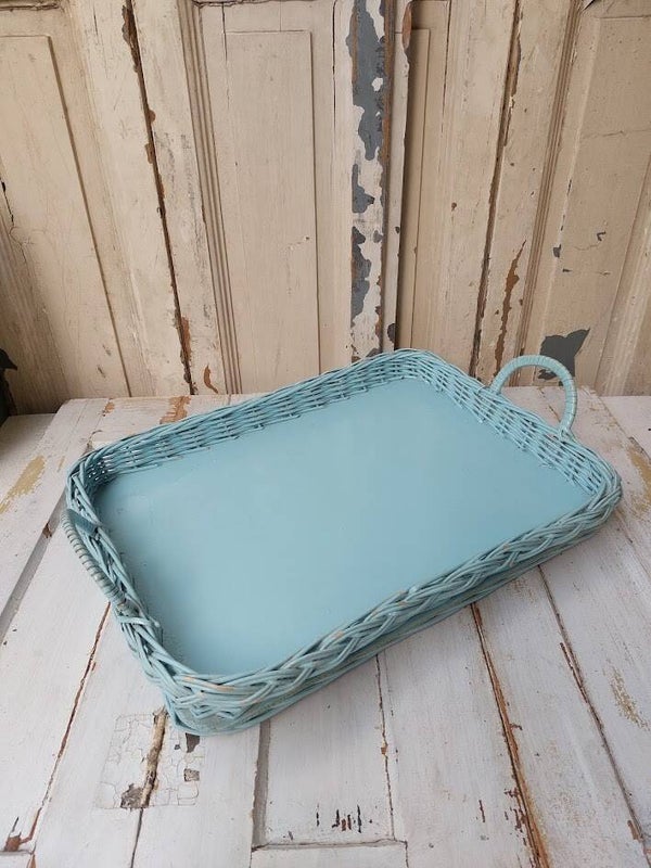 ♦ Brocante dienblad blauw