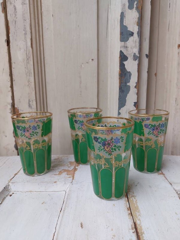 ♠ Antieke Boheemse ice tea thee glazen
