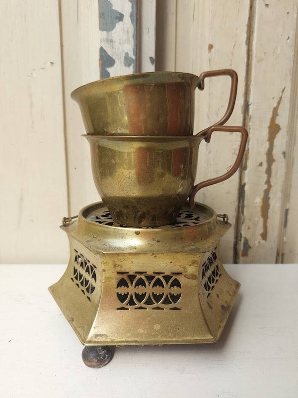♦ Oude koperen drinkbekers SET