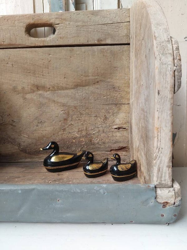 ☻ SET houten snuisterijdoosjes eend