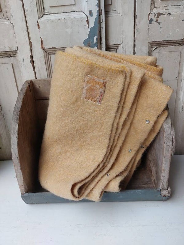 ☻ Vintage Zaalberg Wollen Deken met Drukknoppen