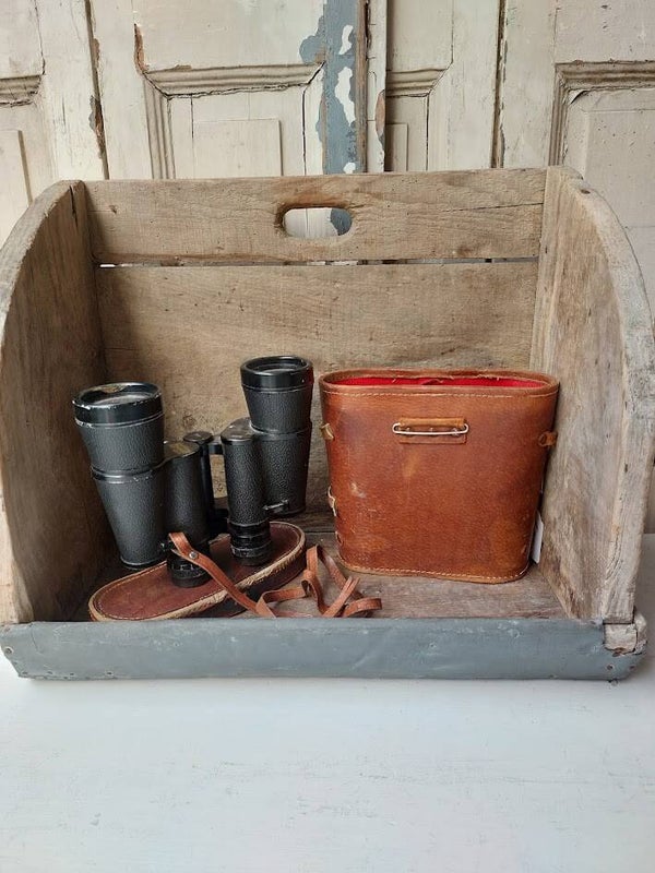 ☻ Vintage Carton Verrekijker met Leren Koker