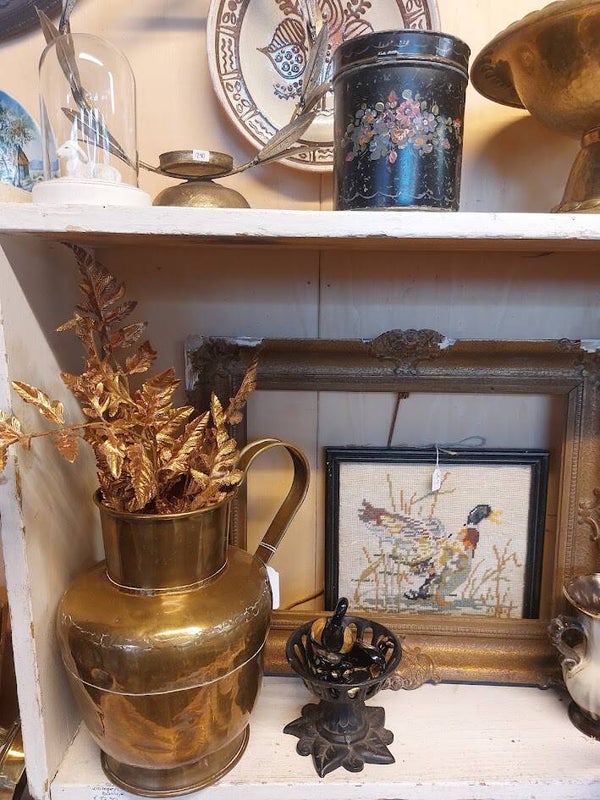 ☻ Grote vintage koperen / messing kan – decoratieve vaas